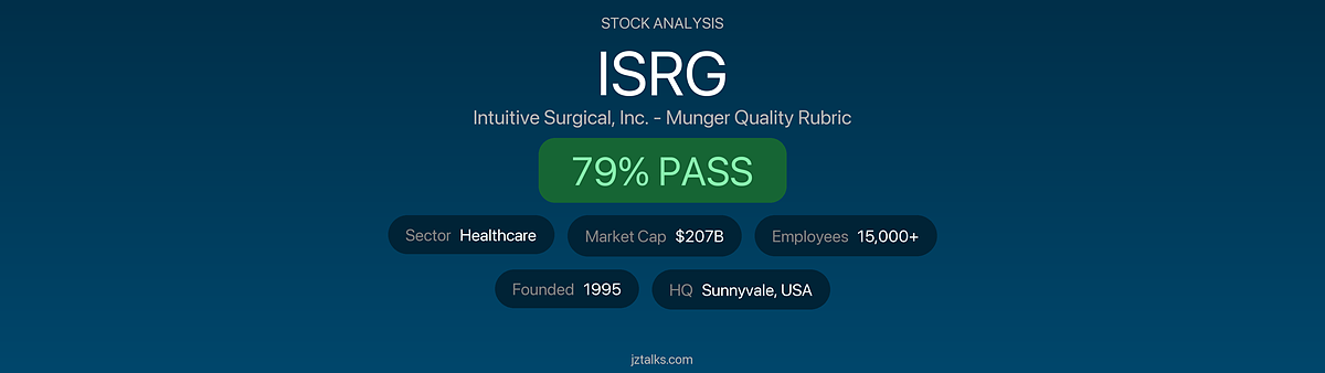 Intuitive Surgical (ISRG) Stock Analysis: Munger Quality Rubric Evaluation 2026